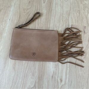 Ariat Tan Leather Fringe Clutch